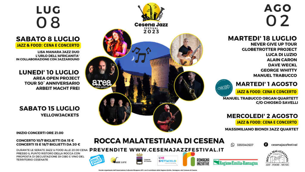 SABATO 8 LUGLIO, ALLE 21:00, SI APRE LA QUARTA EDIZIONE DI “CESENA JAZZ FESTIVAL”