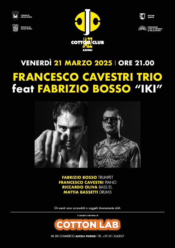 Francesco Cavestri: venerdì 21 marzo in concerto ad Ascoli Piceno feat. Fabrizio Bosso