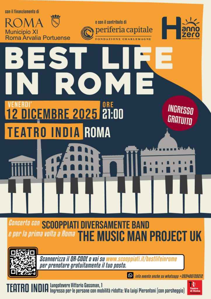Concerto internazionale per l’inclusione: Teatro India ospita la Scooppiati Band e The Music Man Project UK