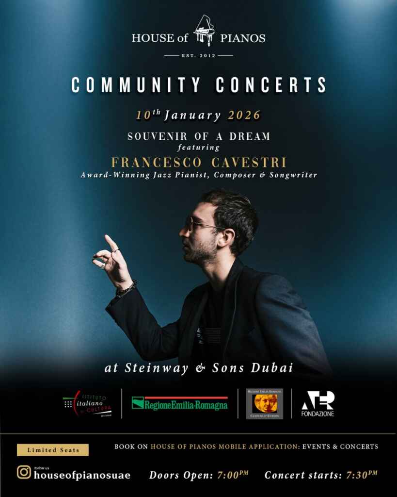 Francesco Cavestri: sabato 10 gennaio in concerto a Dubai