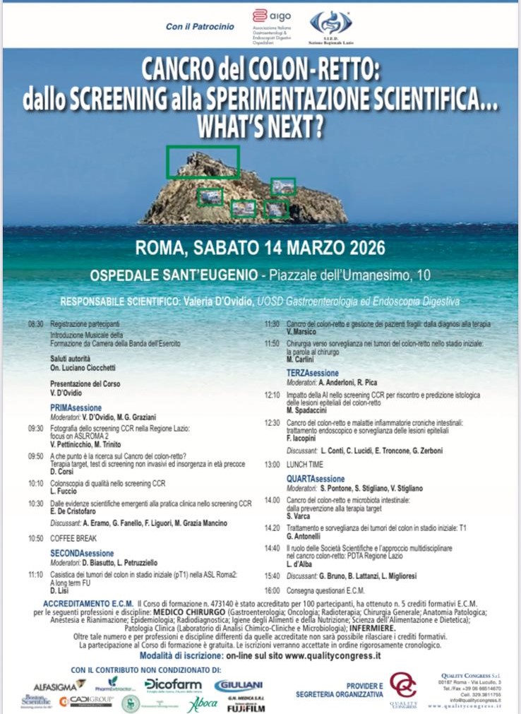 AL SANT’EUGENIO DI ROMA CONFERENZA PER LA LOTTA AL TUMORE DEL COLON RETTO